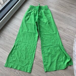Frame Silk Cotton Blend Drawstring Lounge Pants in bright peridot